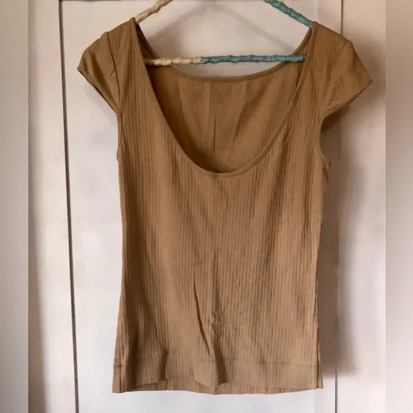 Free People Tan Ribbed Top - Picture 3 of 3
